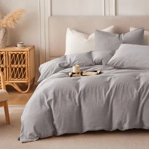Linen Duvet Cover California King - Soft Breathable Cotton Linen Blend, 3-Pieces Bedding Set with 2 Pillowcases, Stonewashed Texture, Grayish Purple, All-Season Comfort