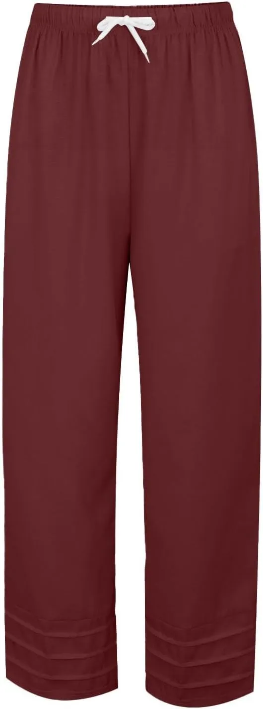 Linen Pants for Women 2025 High Waisted Elastic Trendy Trousers Drawstring Wide Leg Plus Size Lightweight Comfy Pants
