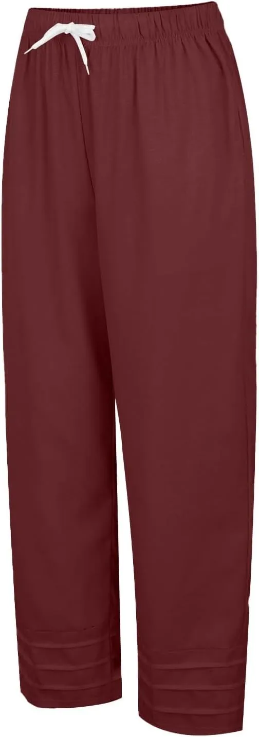 Linen Pants for Women 2025 High Waisted Elastic Trendy Trousers Drawstring Wide Leg Plus Size Lightweight Comfy Pants