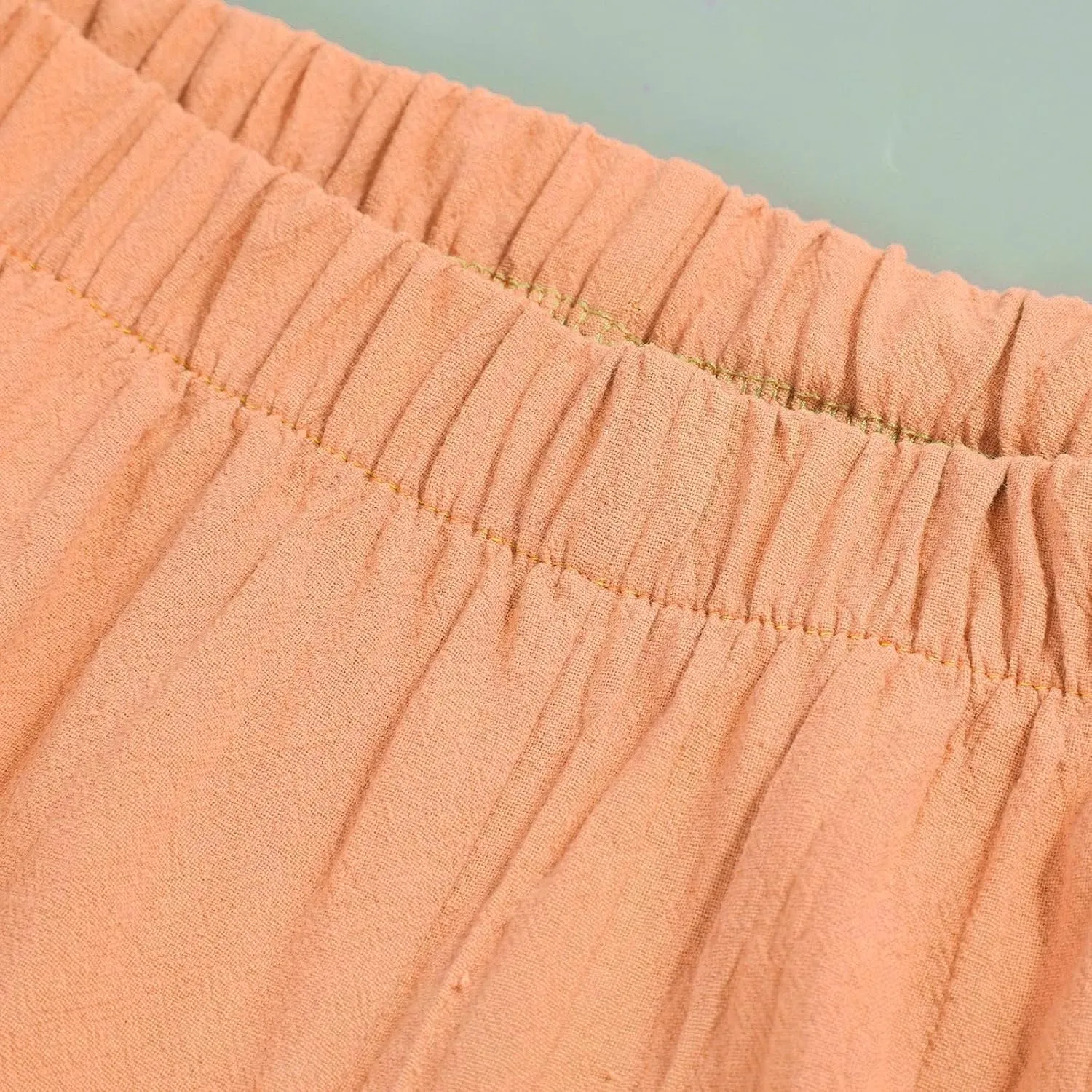 Linen Pants for Women Wide Leg High Waisted Drawstring Trousers Summer Casual Loose Trendy Beach Pants with Pockets