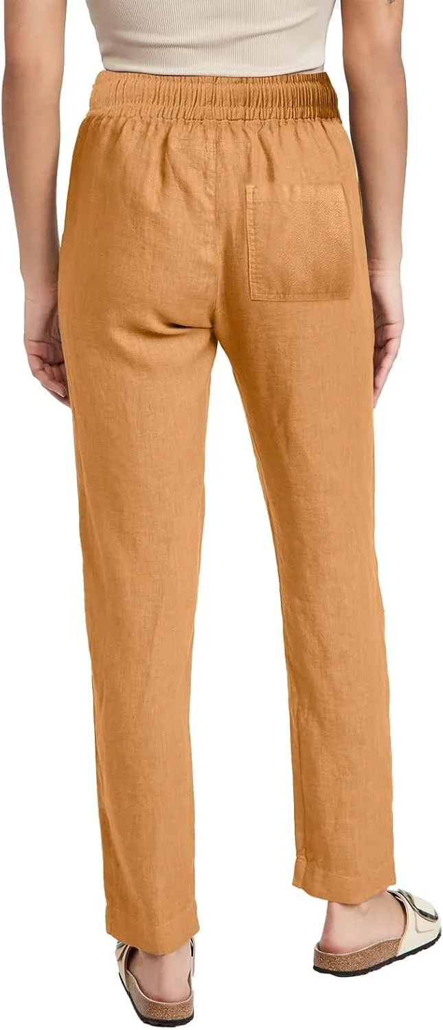 Linen Pants Women Drawstring High Waisted Elastic Summer Fall Fashion Lightweight Palazzo Plus Size Trousers Outfits