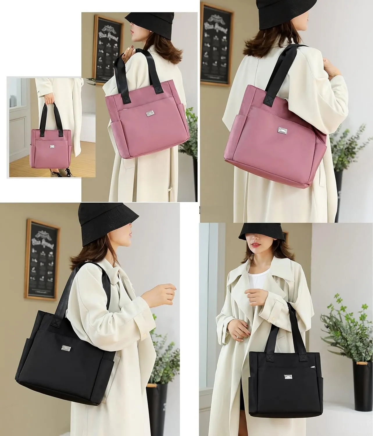 LInGSHI 2023 New Large Capacity Nylon Bag - Women Shoulder Bag, Handbag - Multi-Pocket Zipper Tote Bags, for Daily Going Out