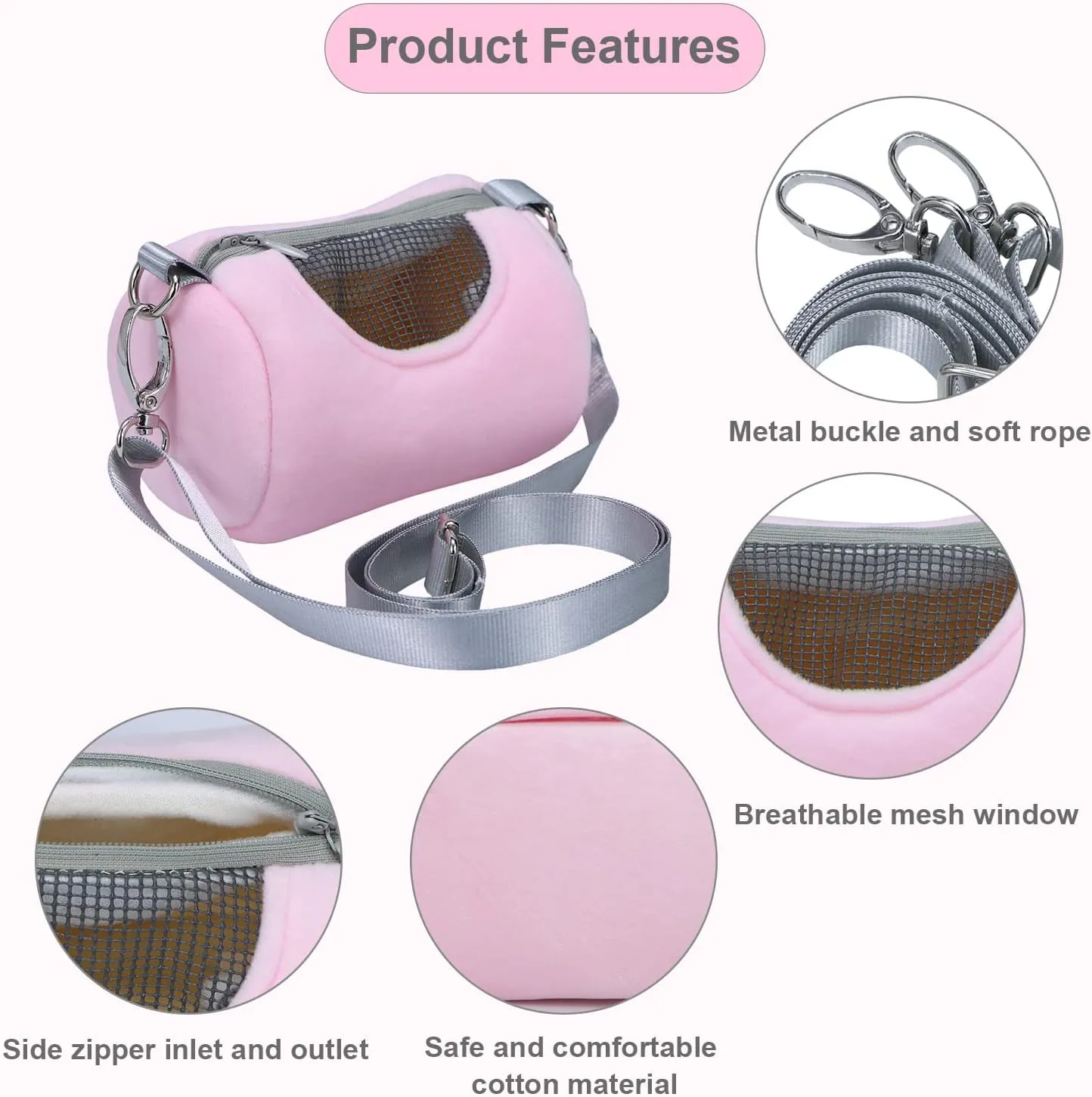Litewoo Hamster Travel Carrier Portable Outgoing Breathable with Adjustable Shoulder Strap Pet Carrying Bag for Sugar Glider Hamster Rat Chipmunk