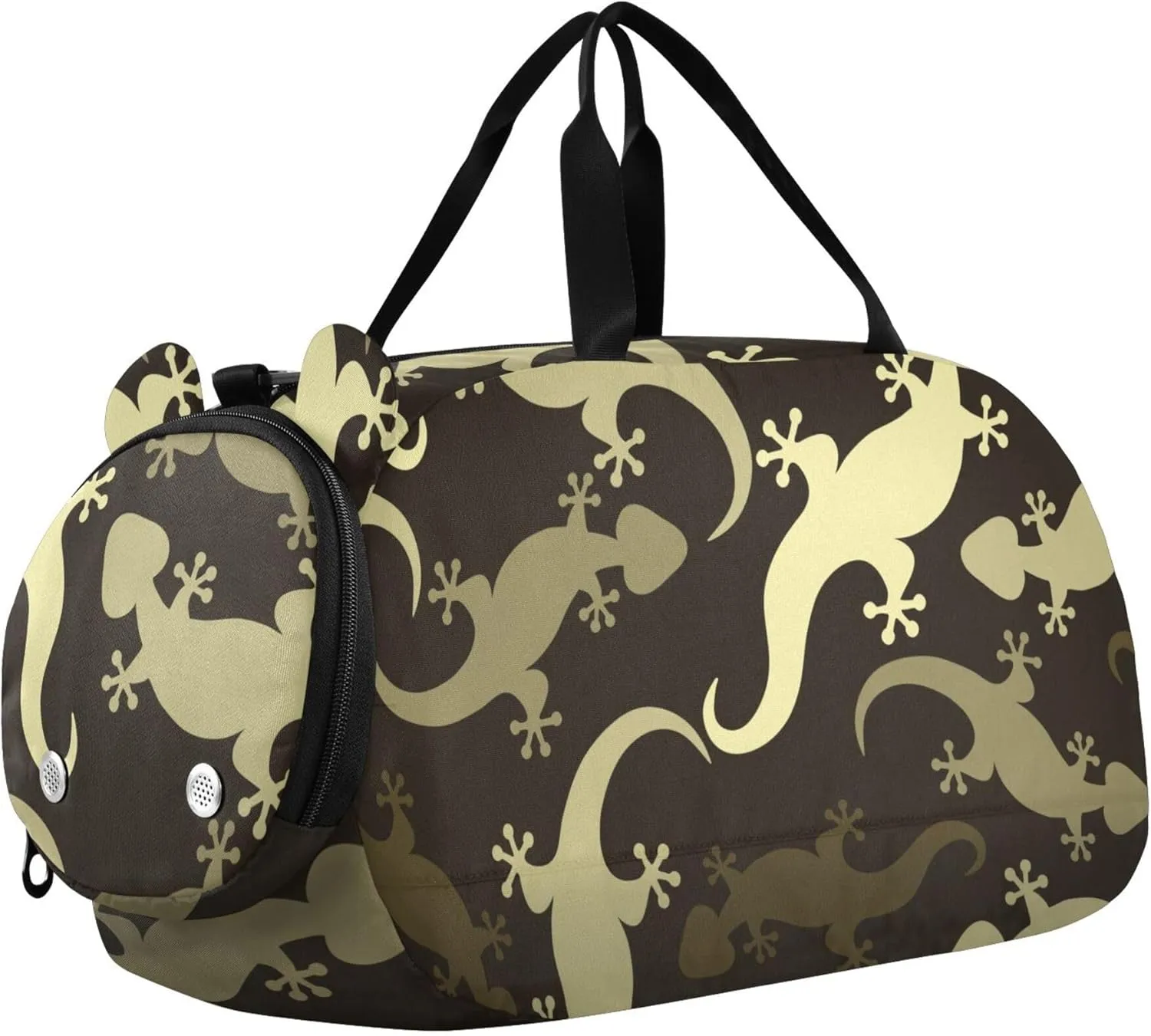 Lizards Pattern Sports Duffle Bag for Girls Boys, Gym Bag with Shoe Compartment, Kids Travel Overnight Weekender Shoulder Bag