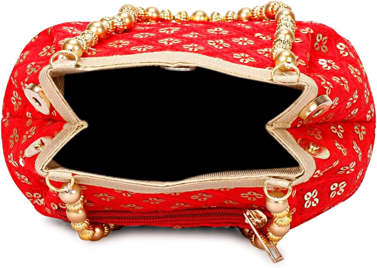 LONGING TO BUY Potli Bags for Women Embroidered Evening Purses with Gold Pearl Handle, Indian Women Potli Bags for Wedding