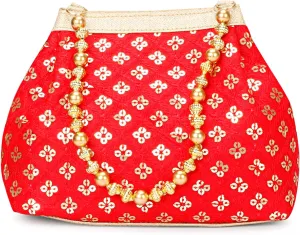 LONGING TO BUY Potli Bags for Women Embroidered Evening Purses with Gold Pearl Handle, Indian Women Potli Bags for Wedding