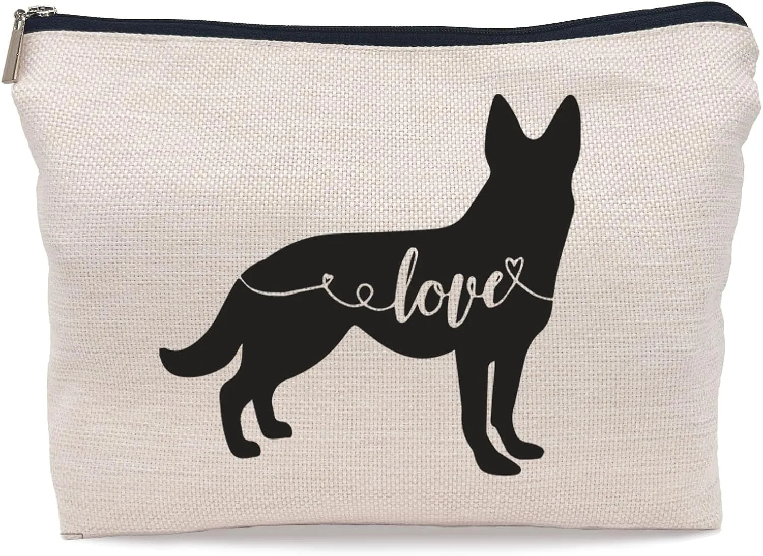 Love German Shepherd Makeup Bag, German Shepherd Silhouette Funny Cosmetic Makeup Bag for Dog Lovers, Women & Girls, Gifts for Dog Owners, Birthday & Valentine's Day