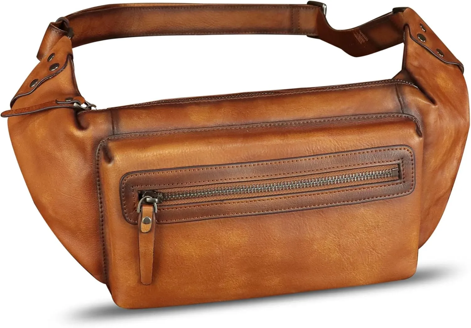 LRTO Genuine Leather Fanny Pack for Men and Women Waist Bag Hip Bag Real Leather Fanny Bag Sling Bag Crossbody Bags Chest Purses (Brown), LRTO-15023