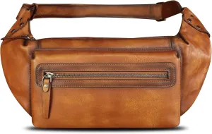 LRTO Genuine Leather Fanny Pack for Men and Women Waist Bag Hip Bag Real Leather Fanny Bag Sling Bag Crossbody Bags Chest Purses (Brown), LRTO-15023