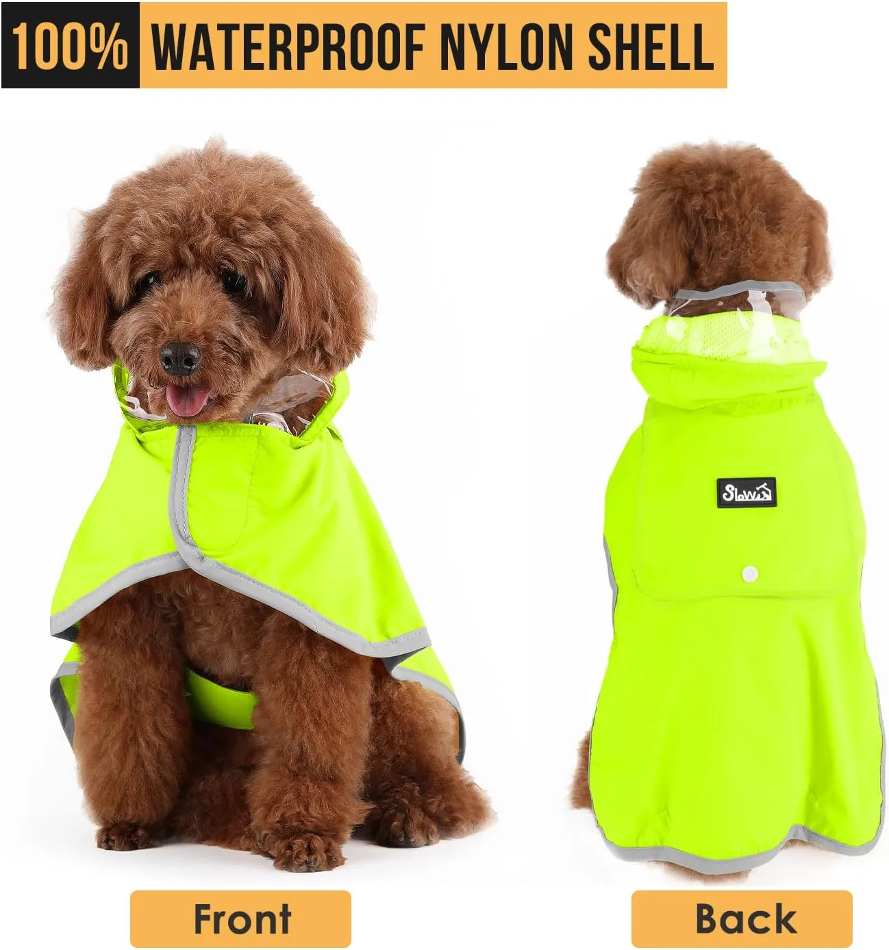 Lukovee Dog Raincoat - Adjustable Jacket with Clear Hooded Double Layer, Waterproof Dog Rain Coat Poncho with Reflective Storage Pocket & Rim (Green, XS)