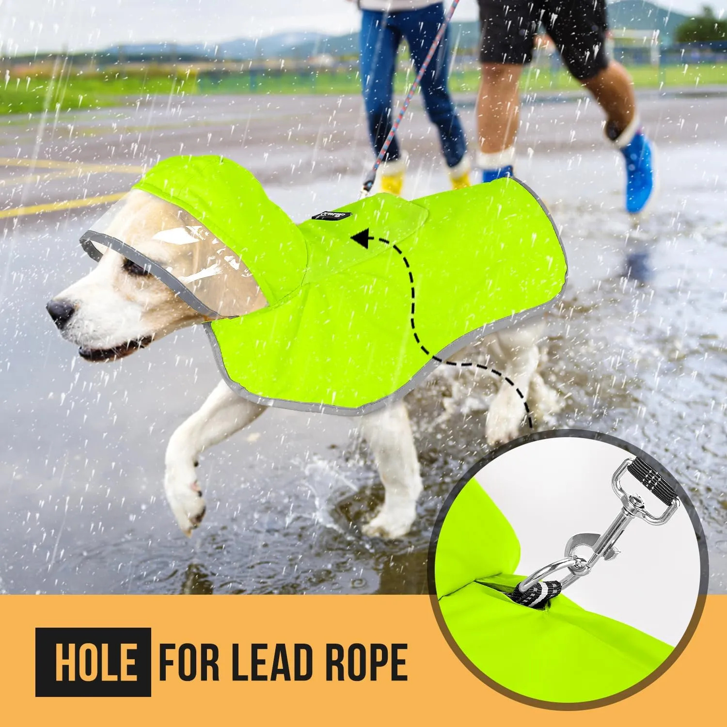 Lukovee Dog Raincoat - Adjustable Jacket with Clear Hooded Double Layer, Waterproof Dog Rain Coat Poncho with Reflective Storage Pocket & Rim (Green, XS)