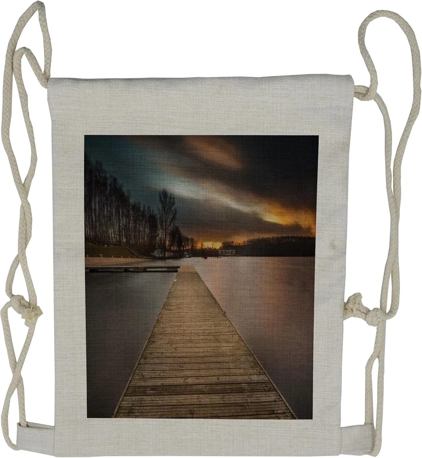 Lunarable Landscape Drawstring Backpack, Cloudy Dramatic Sky Scene, Sackpack Bag