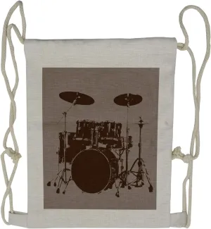 Lunarable Music Drawstring Backpack, Grunge Drum Kit Rock Rhythm, Sackpack Bag