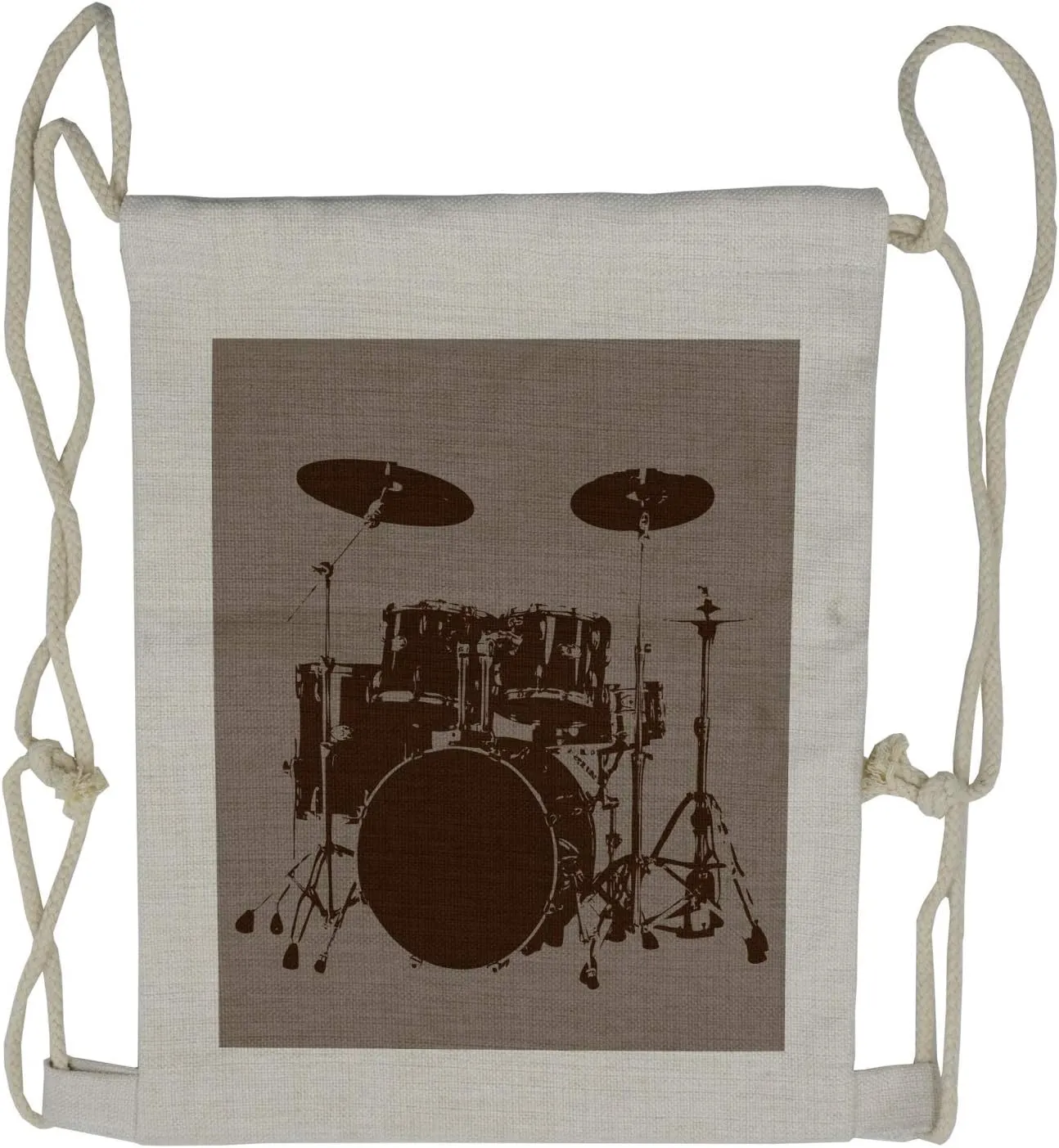 Lunarable Music Drawstring Backpack, Grunge Drum Kit Rock Rhythm, Sackpack Bag