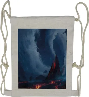 Lunarable Volcano Drawstring Backpack, Hot Lava Magma Geology, Sackpack Bag