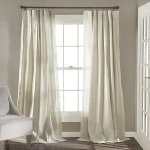 Lush Decor Rosalie Light Filtering Window Curtain Panel Set- Pair- Vintage Farmhouse & French Country Style Curtains - Timeless Dreamy Drape - Romantic Lace Trim - 54" W x 95" L, Ivory