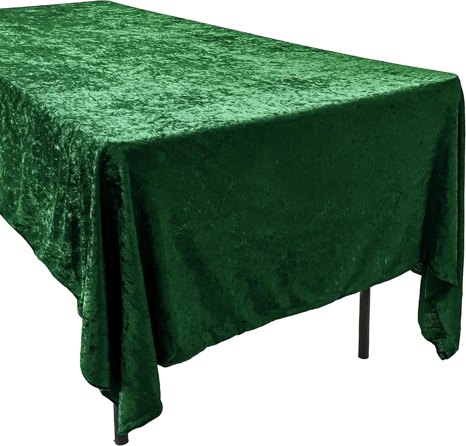 Lush Panne Velvet Tablecloth - 60 x 102 Inch Rectangular Table Cover | Great for Buffet Table, Parties, Holiday Dinner, Wedding & Baby Shower (Hunter Green, 60 x 102 Inch)