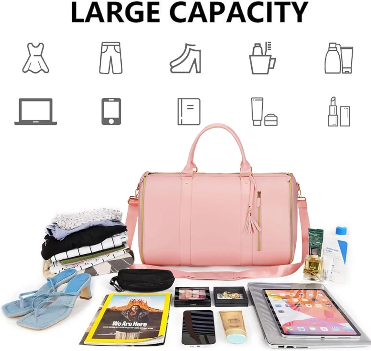 Lux Mega Travel Bag, Lux Mega Bag, Lux Travel Bags for Women, Foldable & Portable Travel Bag for Women (Black)
