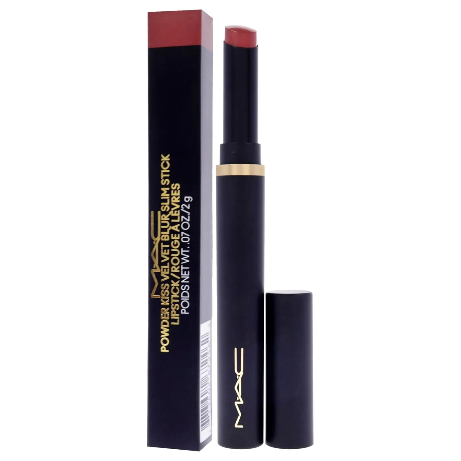MAC Powder Kiss Velvet Blur Slim Stick - Brick Through for Women - 0.7 oz Lipstick
