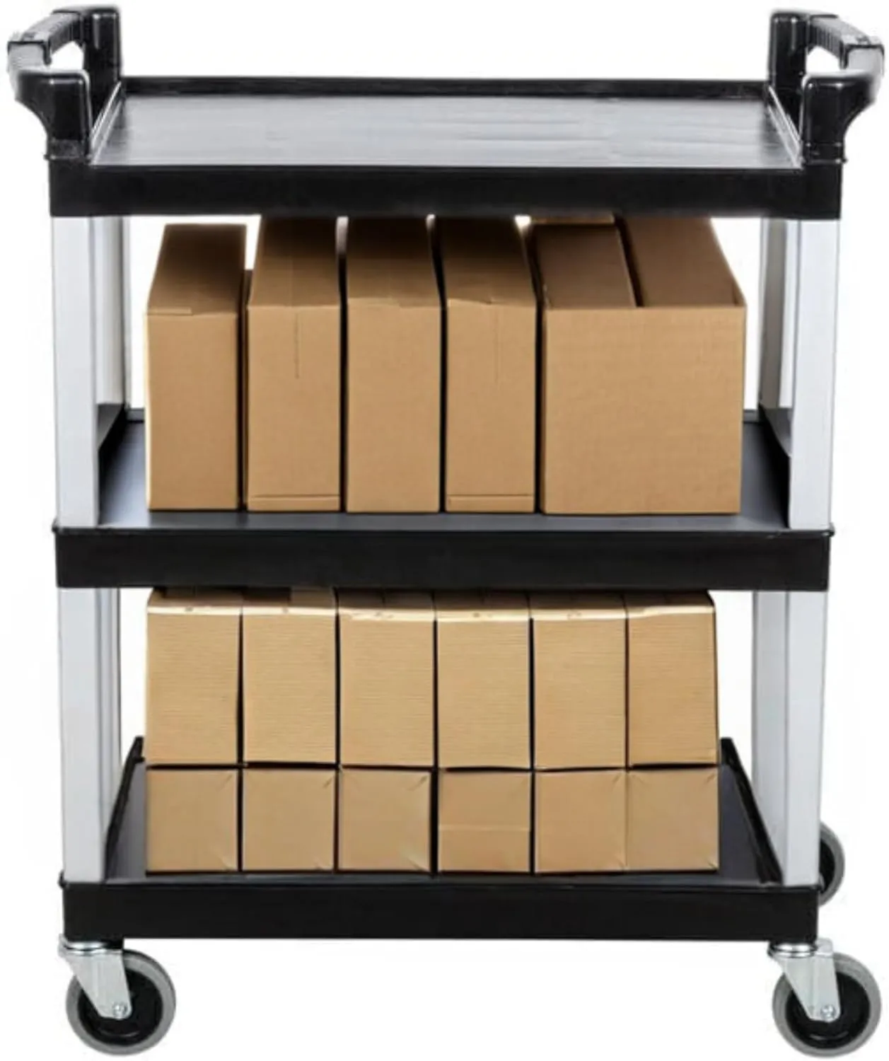 Made in USA Commercial Heavy Duty Service Cart with Wheels | 400 Pound Weight Capacity | 3 Shelf | 36" x 31"