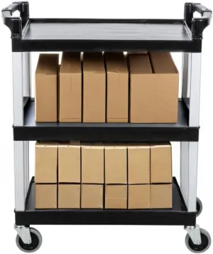 Made in USA Commercial Heavy Duty Service Cart with Wheels | 400 Pound Weight Capacity | 3 Shelf | 36" x 31"