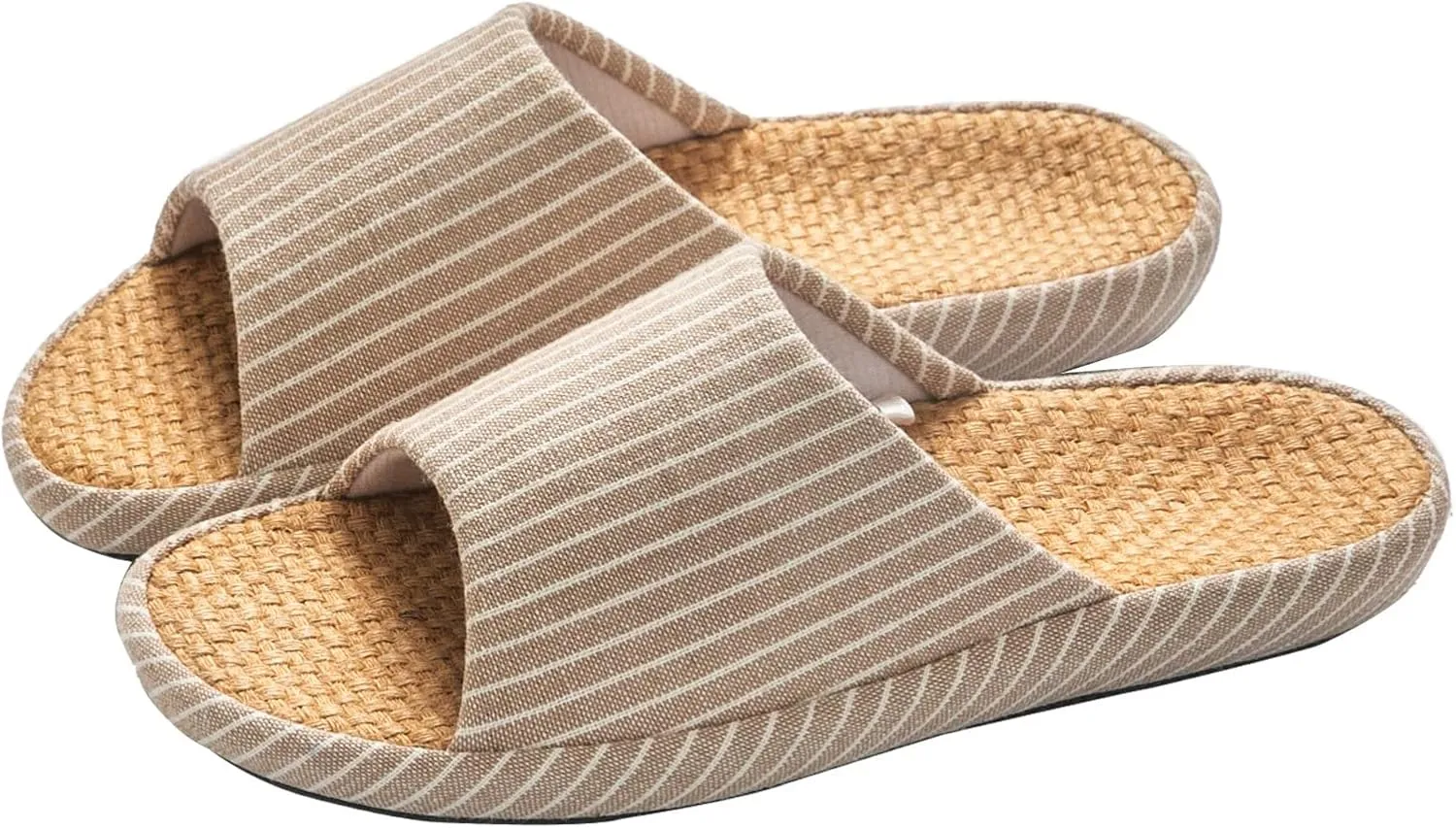 MAGILONA Womens House Slippers Summer Open Toe Tatami Straw Men's Indoor Shoes,Bedroom Linen Lightweight Slip Silent Slippers