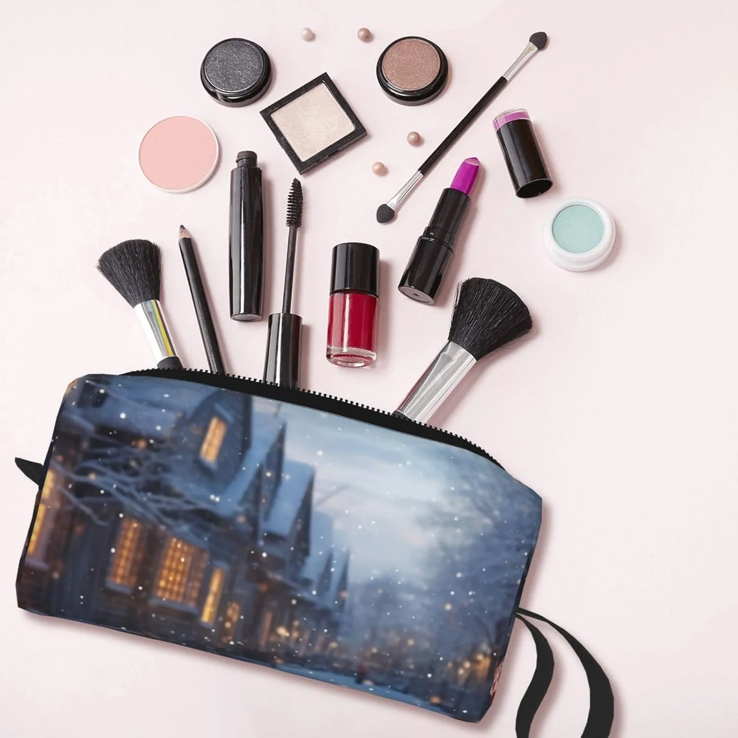 Makeup Bag for Women Christmas atmosphere Large Capacity Cosmetic Bags Portable Toiletry Bag Travel Storage