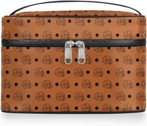 Makeup Travel Bag Organizer Toiletry Bag for Women Portable Cosmetic Storage Case with Handle, Large Capacity Lightweight Toiletries Brush Zipper Bag - Bee Cosmos