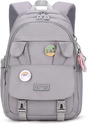 Makukke School Backpack for Women, Laptop Backpack 15.6 Inch College School Bag Anti Theft Travel Daypack Bookbag for Girls,Gray