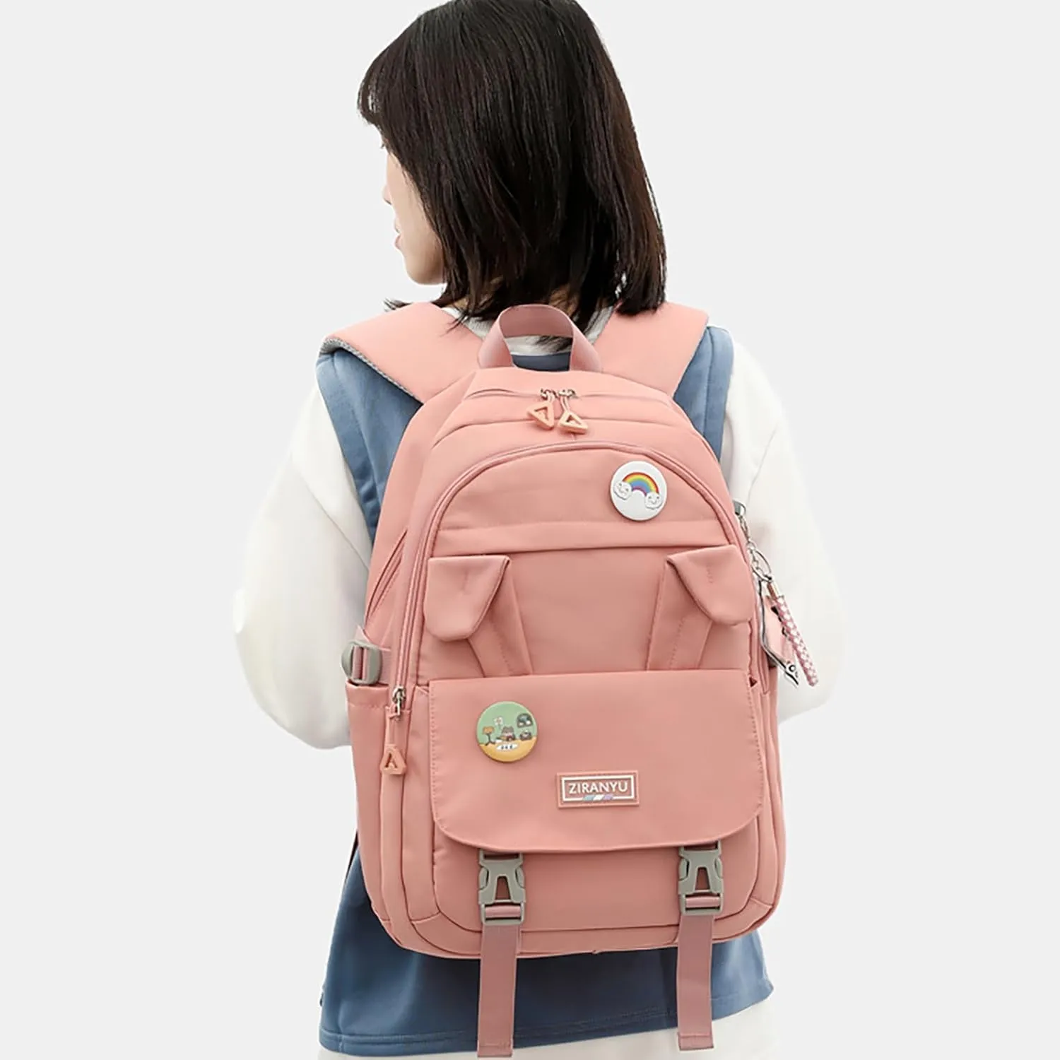 Makukke School Backpack for Women, Laptop Backpack 15.6 Inch College School Bag Anti Theft Travel Daypack Bookbag for Girls,Gray