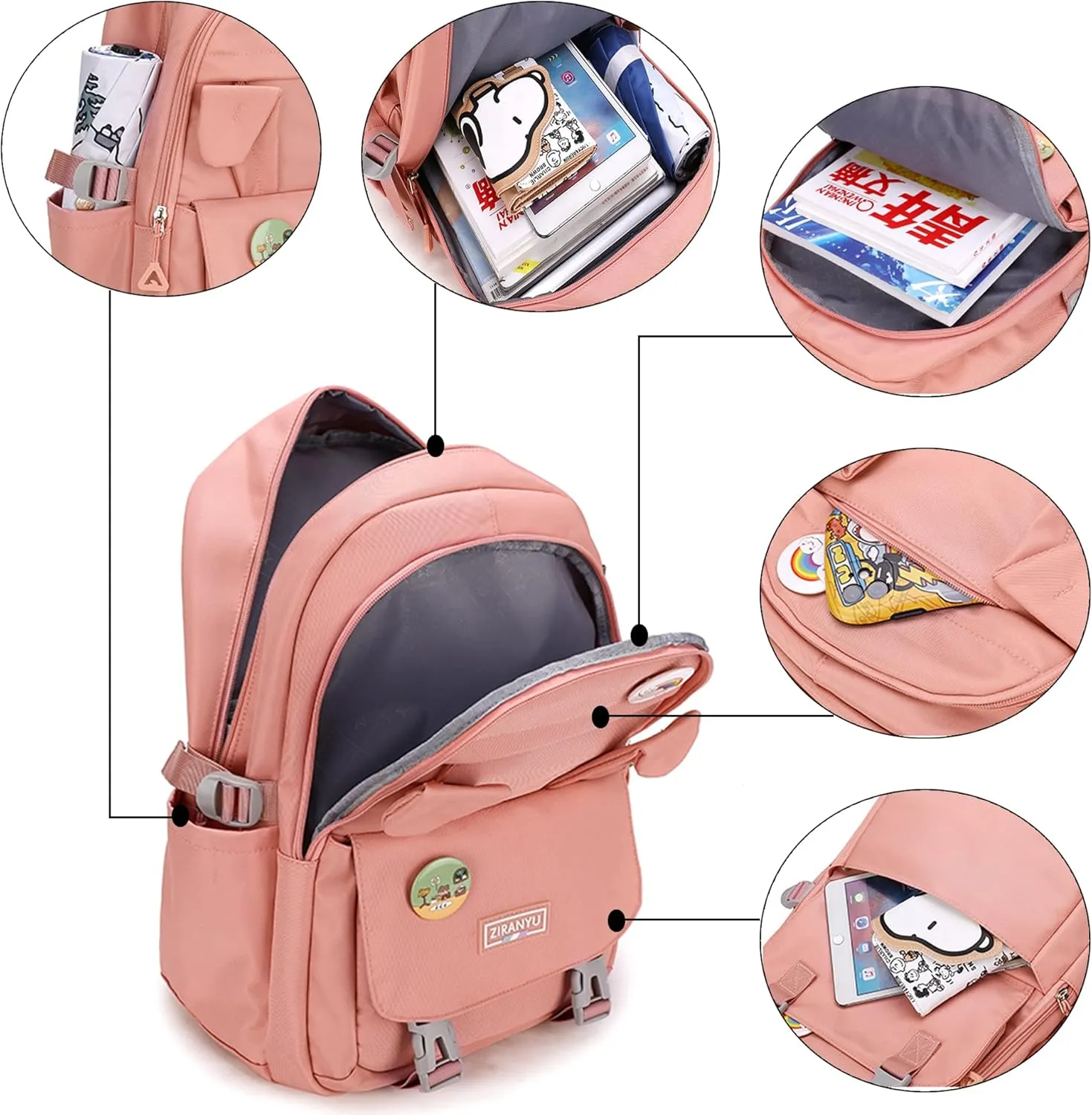 Makukke School Backpack for Women, Laptop Backpack 15.6 Inch College School Bag Anti Theft Travel Daypack Bookbag for Girls,Gray