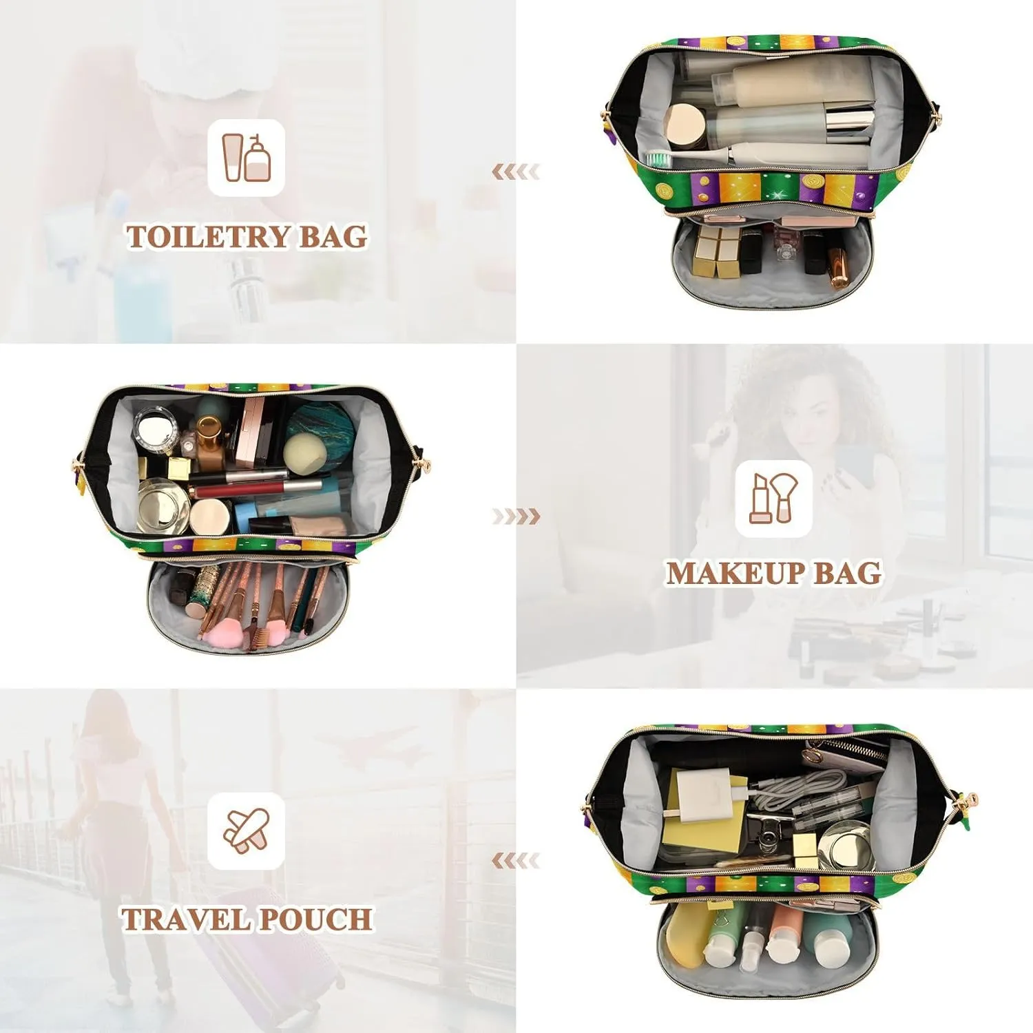 Mardi Gras Beads Makeup Bag Waterproof Makeup Bag With Handle Jewelry for Jewelry Organizer