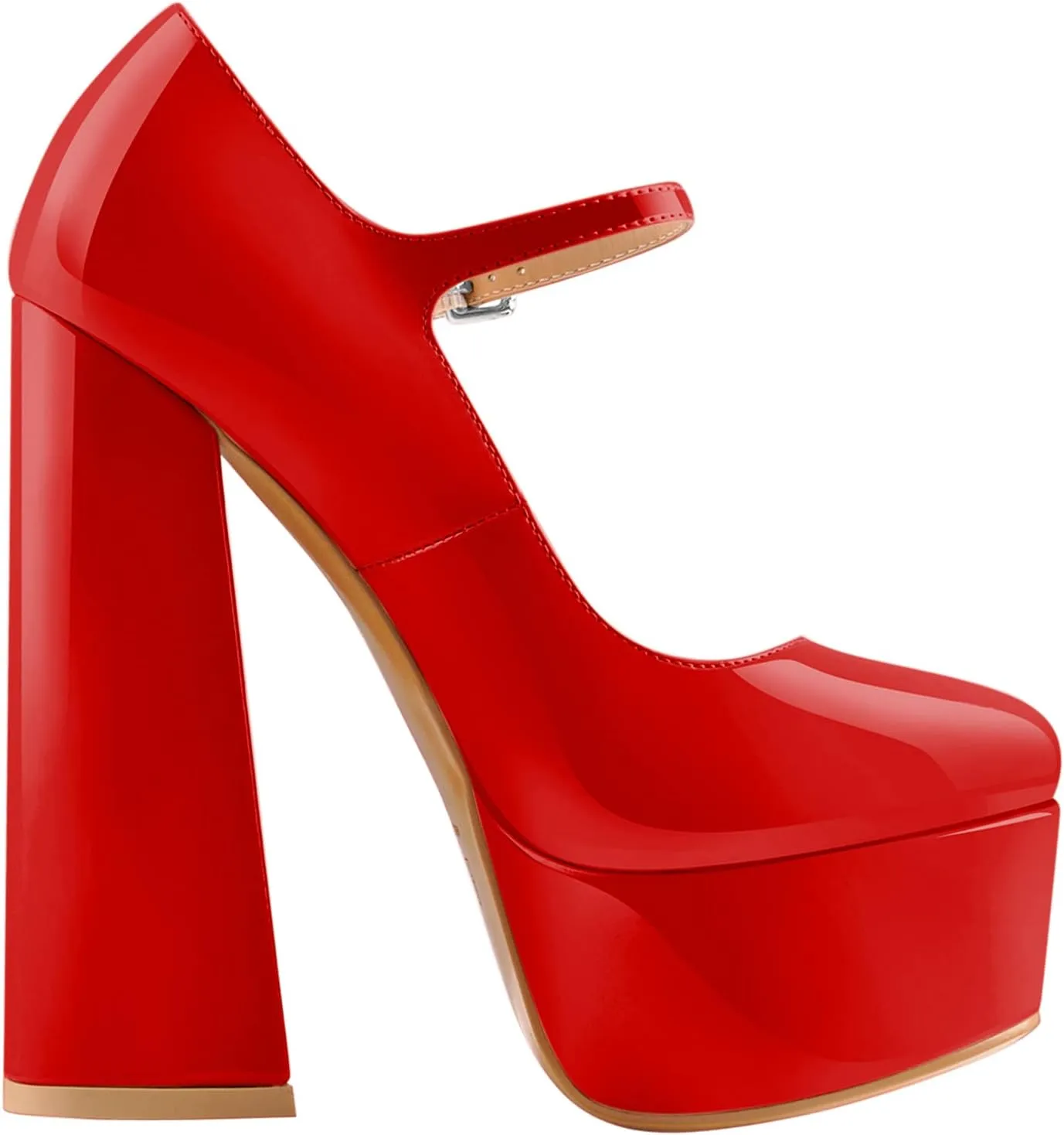 Mary Jane Platform Chunky High Heels Ankle Strap Close Toe Pumps