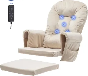 Massage Glider Rocker Replacement Cushions with Storage Pocket, 5PCS, Soft Velvet Thickened, Washable Non Slip, Universal for Use in Glider Rocking Chair, Cream