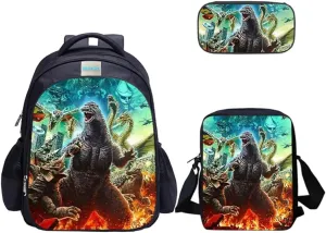MATMO Monster Dinosaur Backpack and Lunch Bag Set for Boys, Dinosaur Backpack Set 23-8
