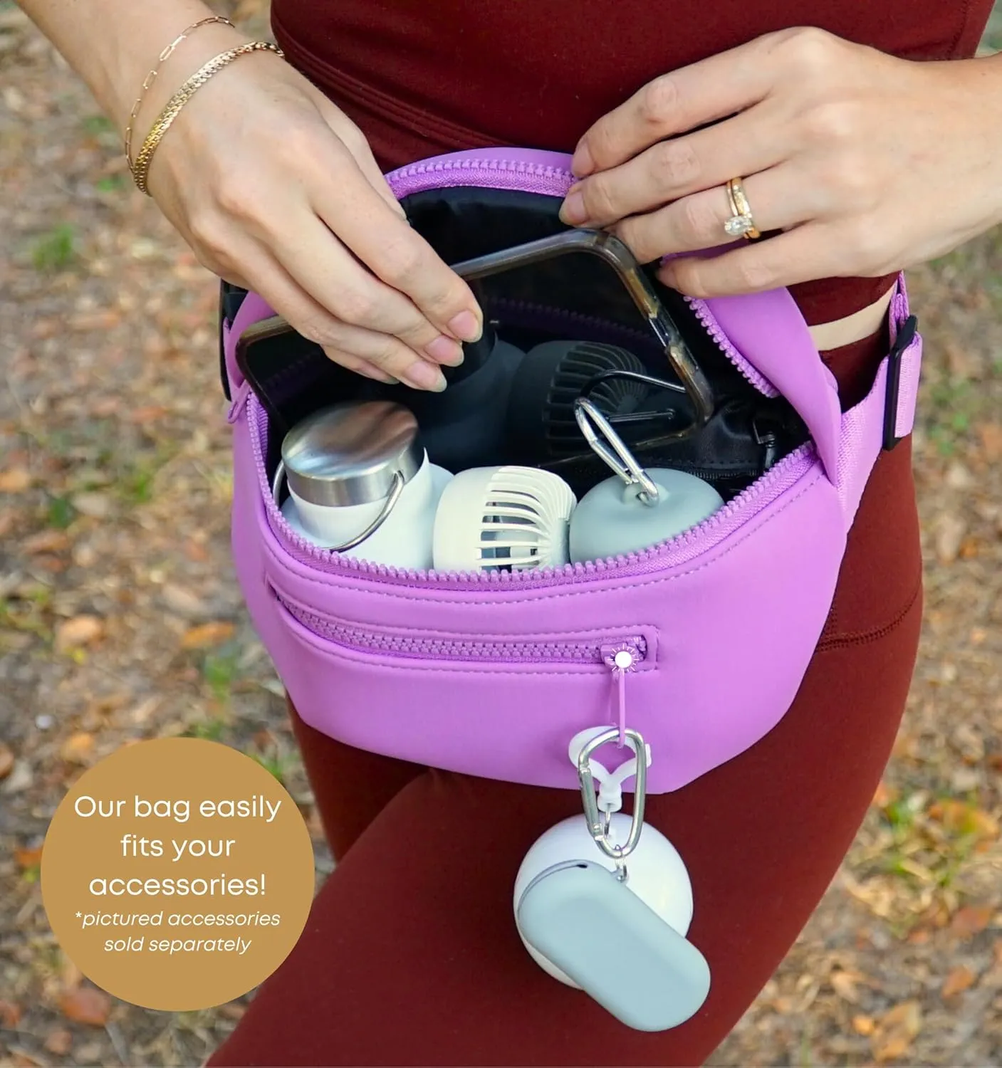 Maxie & Nova Neoprene Fanny Pack with Adjustable Waist, Theme Park Bag (1 piece, Pink)