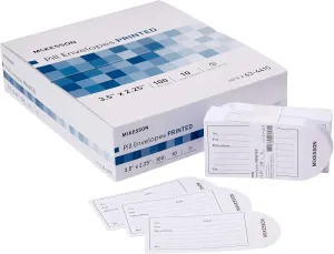 McKesson Pill Envelopes for Medicine [1000 Count] Medication Packets, Imprinted, Moisture Seal, 100 Count, 10 Packs