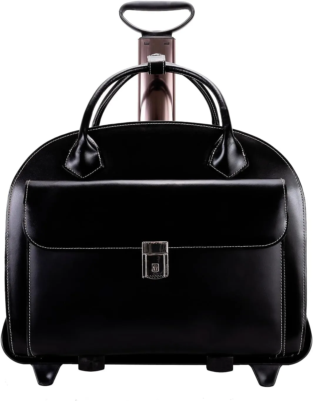McKlein 15" Leather Patented Detachable -Wheeled Ladies' Laptop Briefcase- GLEN ELLYN- Black