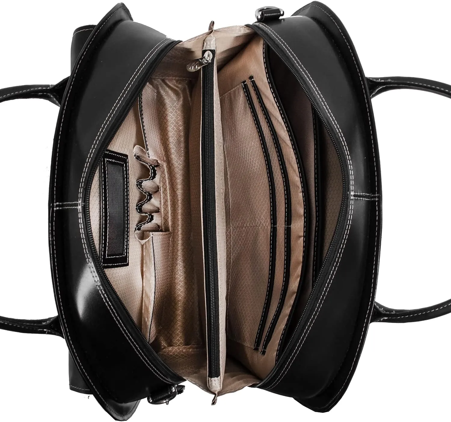 McKlein 15" Leather Patented Detachable -Wheeled Ladies' Laptop Briefcase- GLEN ELLYN- Black