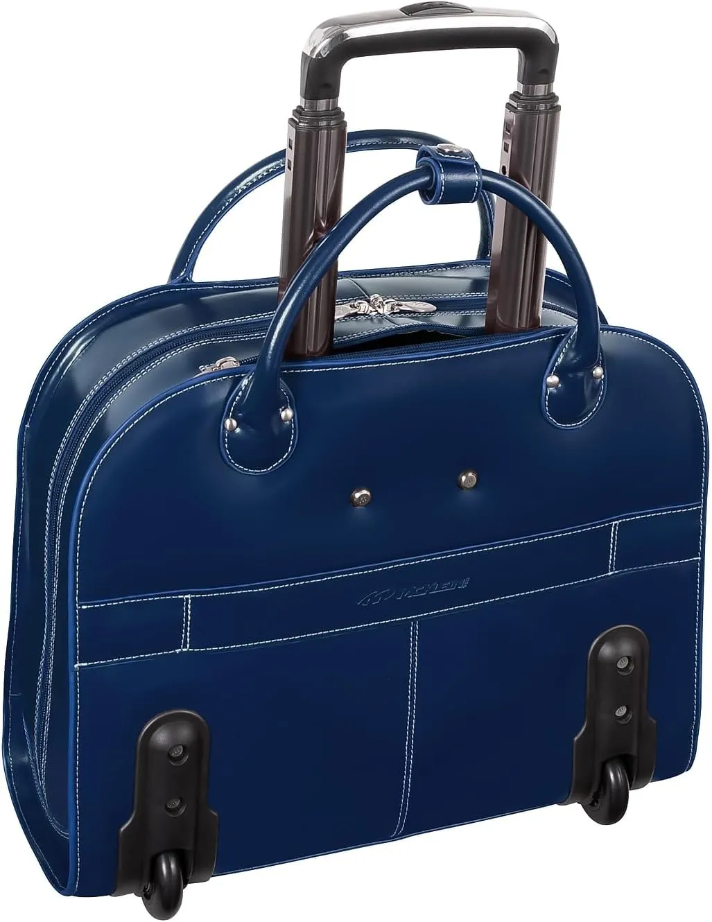 McKlein 15" Leather Wheeled Ladies' Laptop Briefcase- EDGEBROOK- Navy