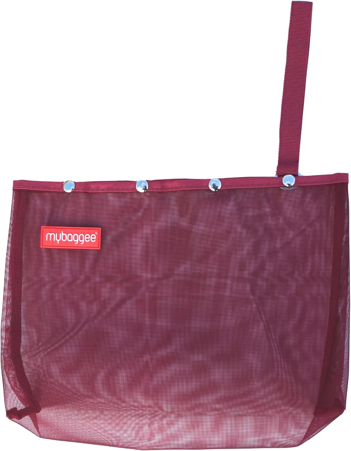Medium 4 Snaps Mesh Travel Knitting Bag with Snap Opening, Lightweight Nylon Storage Pouch for Yarns, Needles and Accessories (Red)