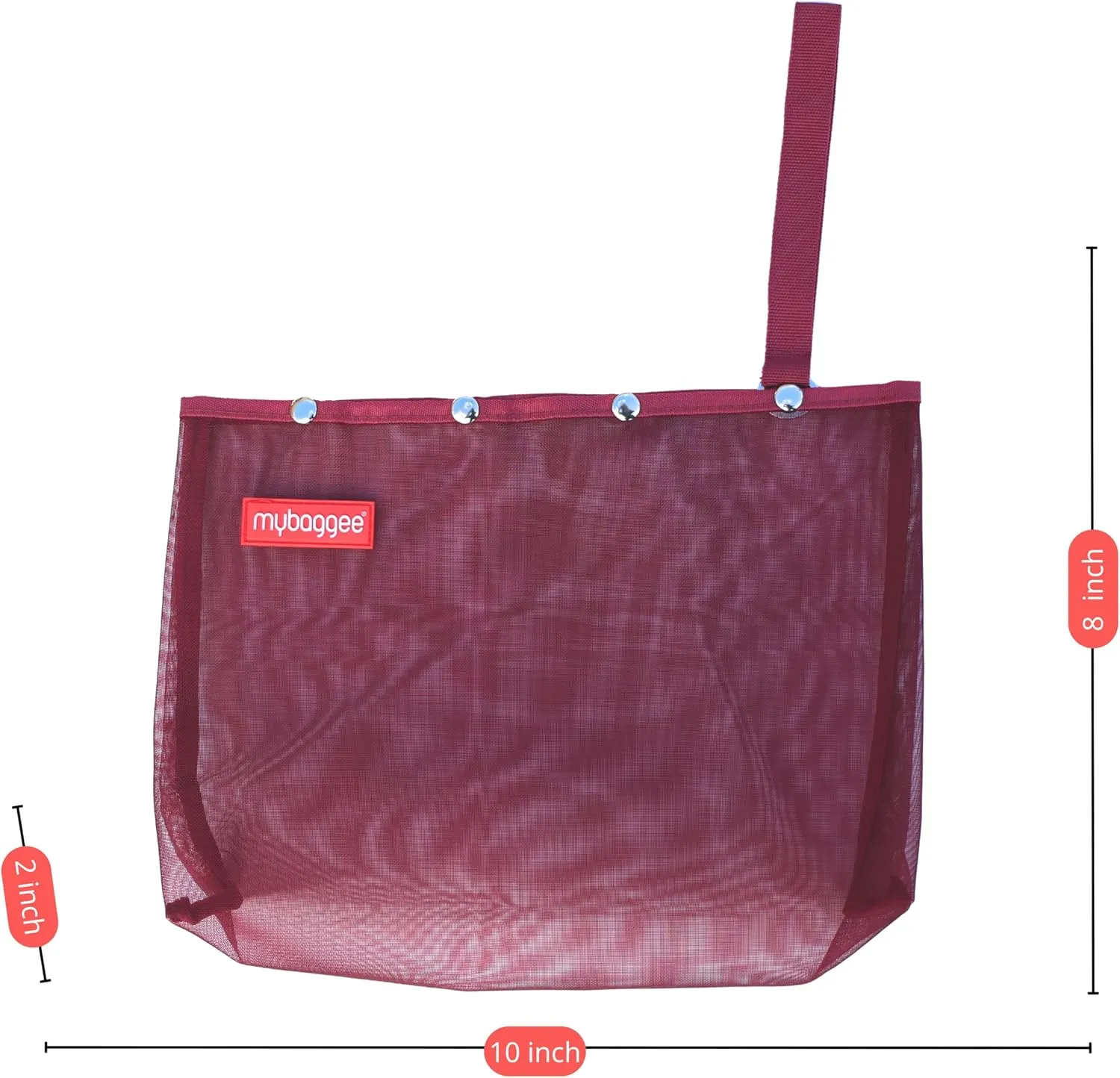 Medium 4 Snaps Mesh Travel Knitting Bag with Snap Opening, Lightweight Nylon Storage Pouch for Yarns, Needles and Accessories (Red)