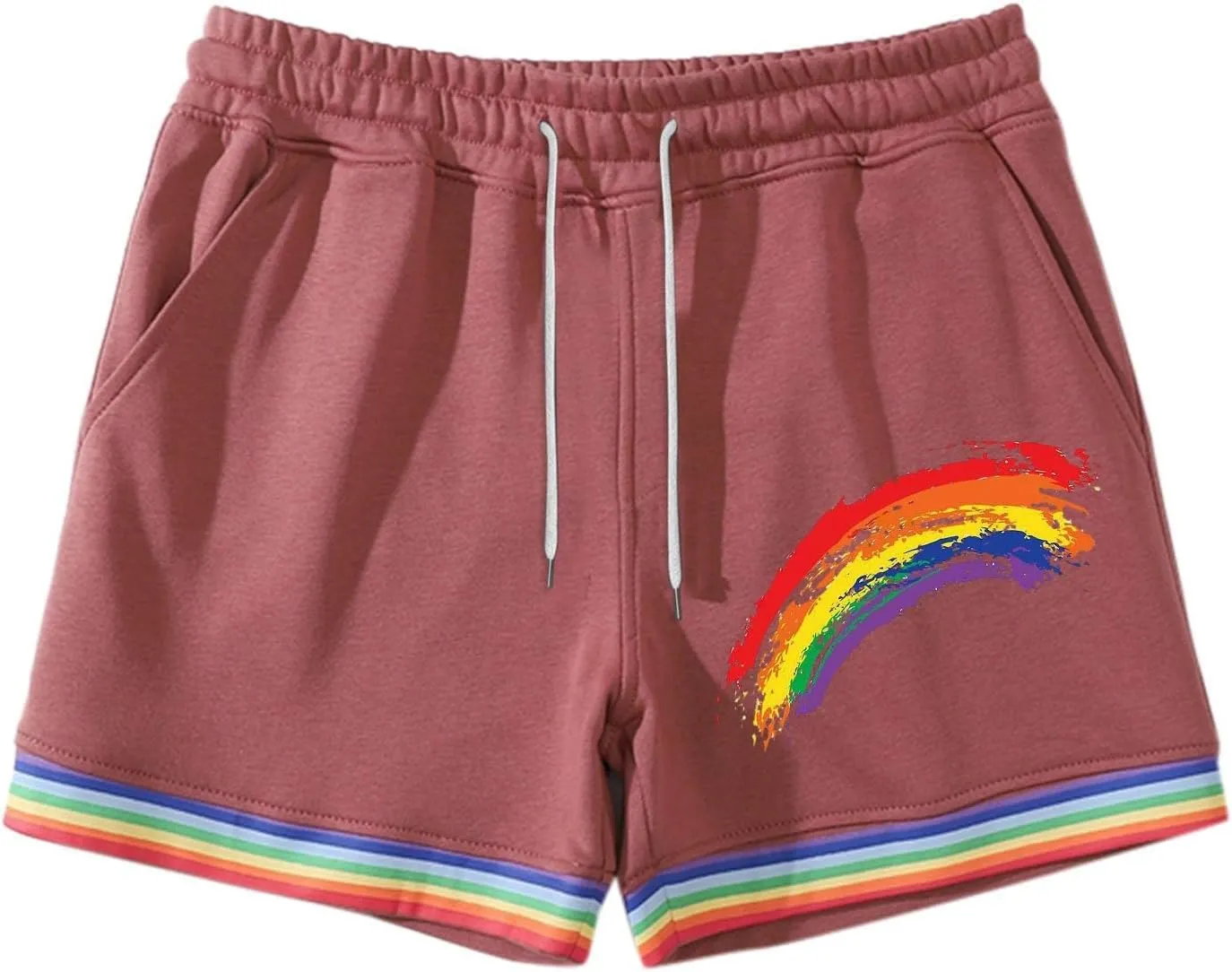 Men Pride Shorts Casual Elastic Waist Rainbow Short Pants Workout Running Athletic Jogger Drawstring Gym Sweat Shorts