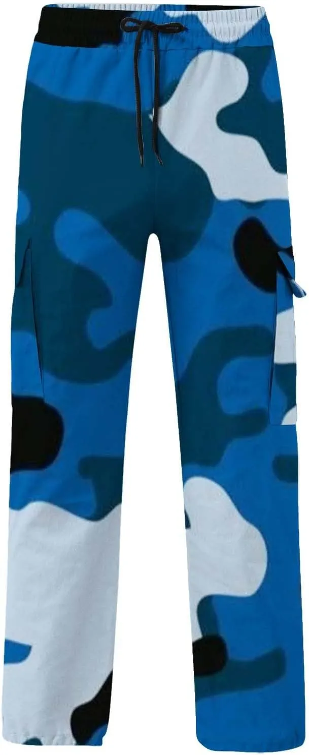 Mens Active Athletic Jogger Sweatpants Woven Pocket Foot Rope Solid Pant Street Cargo Casual Lounge Jogger Sweatpants