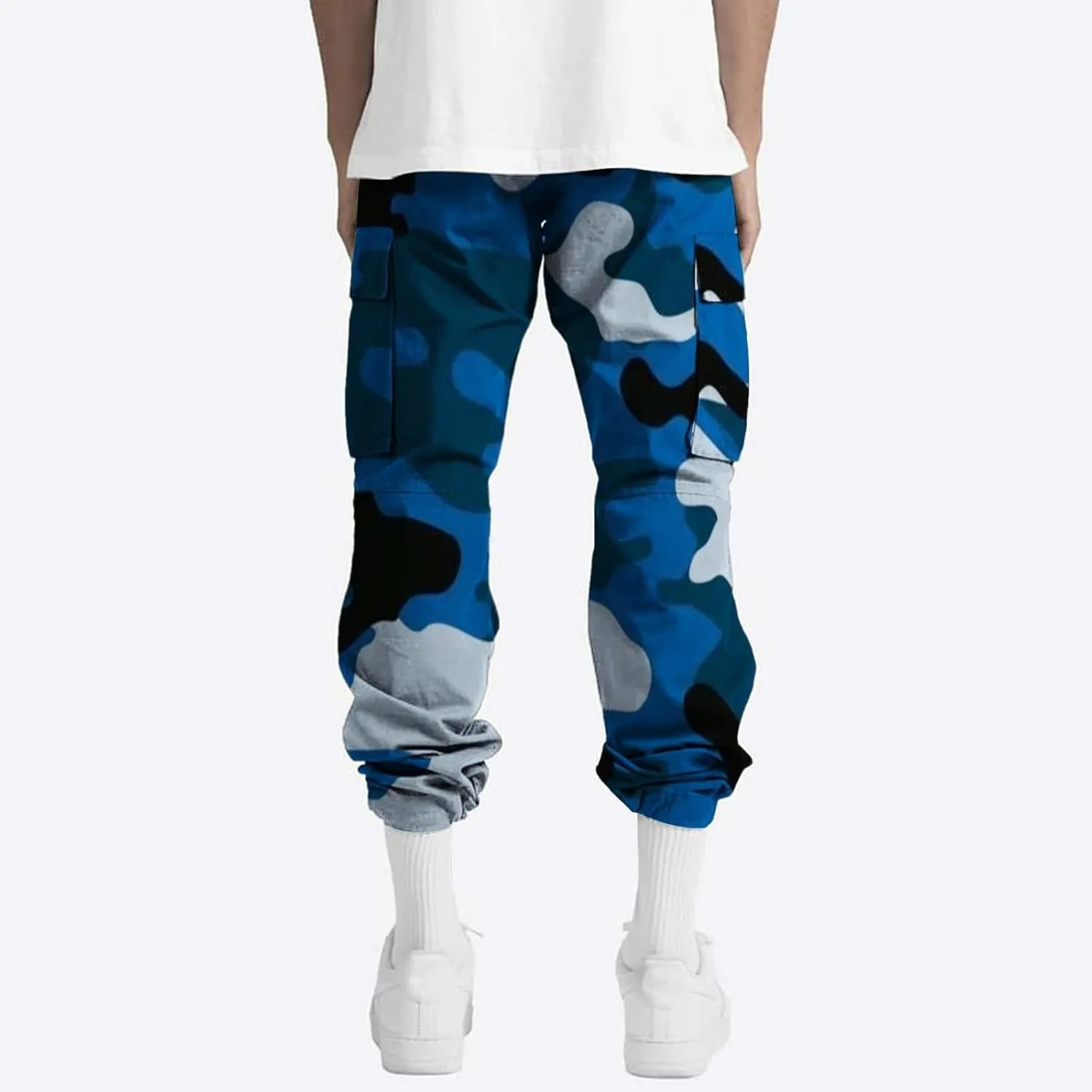 Mens Active Athletic Jogger Sweatpants Woven Pocket Foot Rope Solid Pant Street Cargo Casual Lounge Jogger Sweatpants