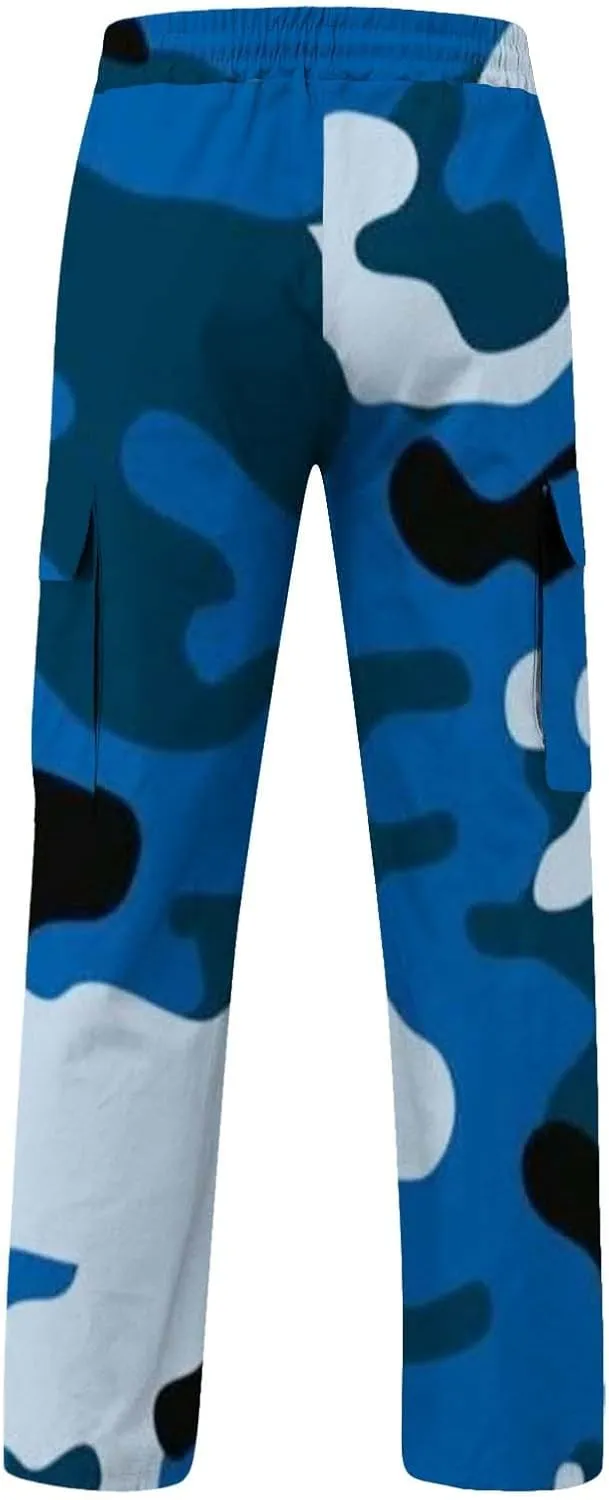 Mens Active Athletic Jogger Sweatpants Woven Pocket Foot Rope Solid Pant Street Cargo Casual Lounge Jogger Sweatpants