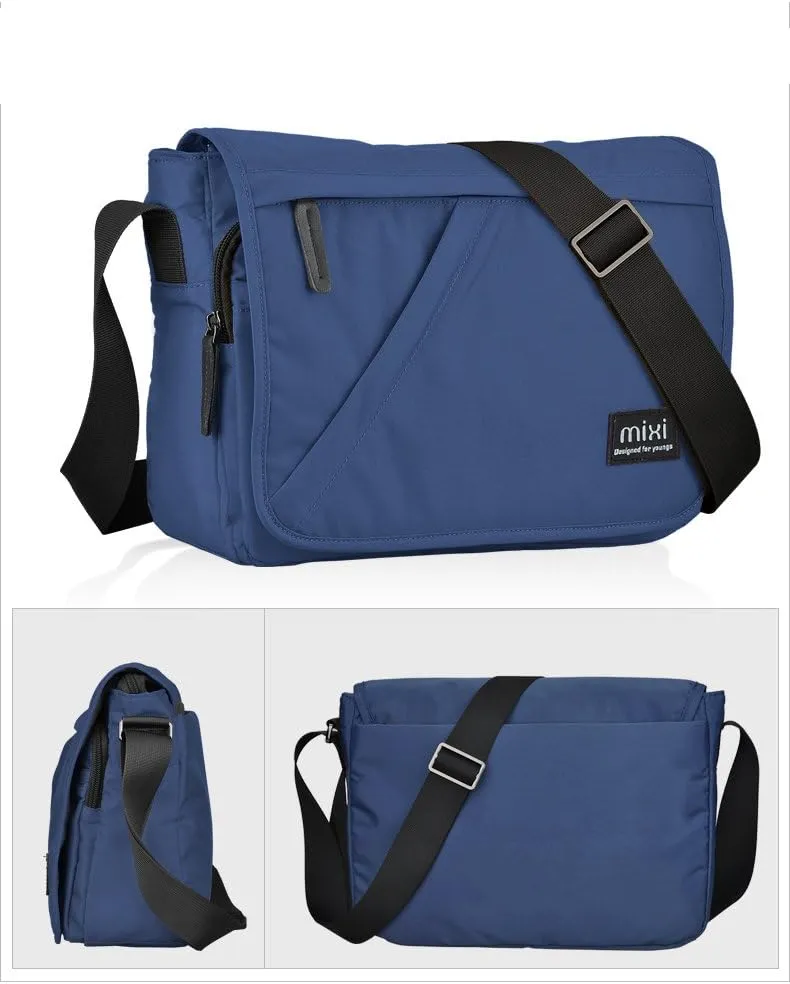 mens bag portable shoulder bag Nylon sports bag man travel backpack women barrel bag bucket Handbag (Blue)