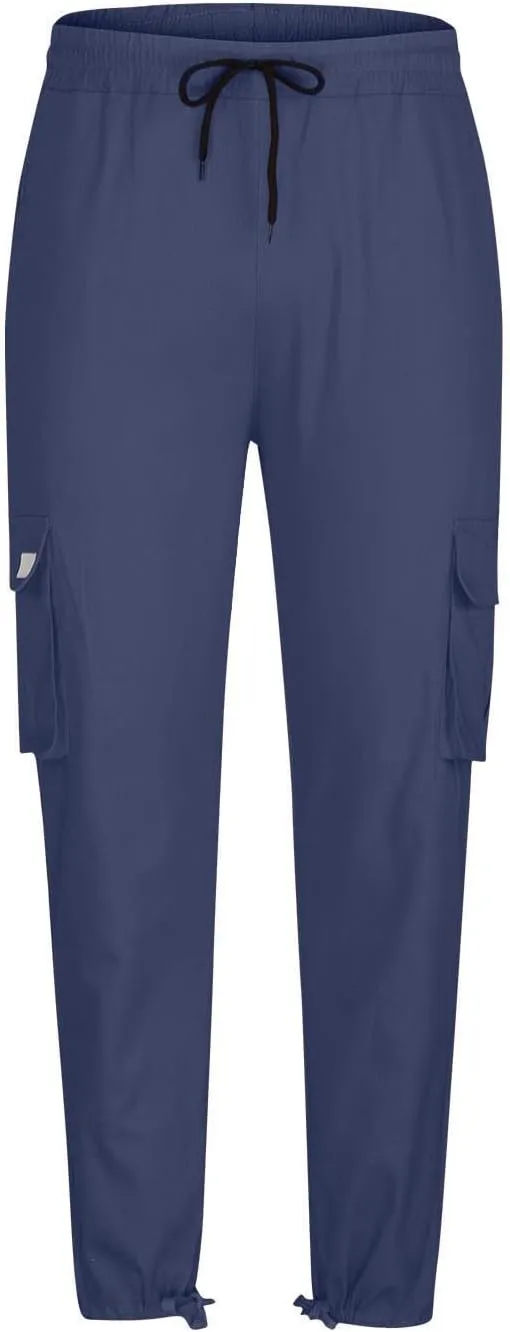 Mens Cargo Pants Big and Tall Causal Baggy Work Hiking Joggers Stretch Drawstring Fishing Travel Outdoor Trousers