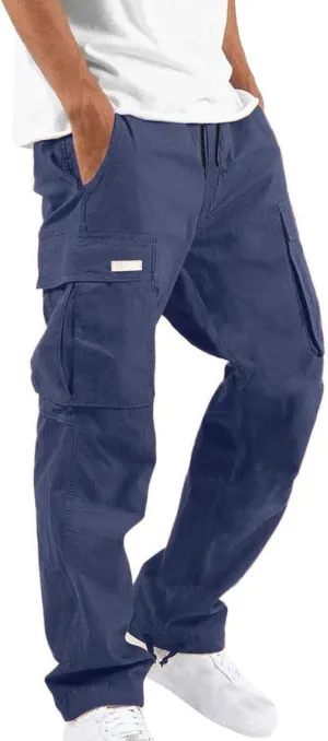 Mens Cargo Pants Big and Tall Causal Baggy Work Hiking Joggers Stretch Drawstring Fishing Travel Outdoor Trousers