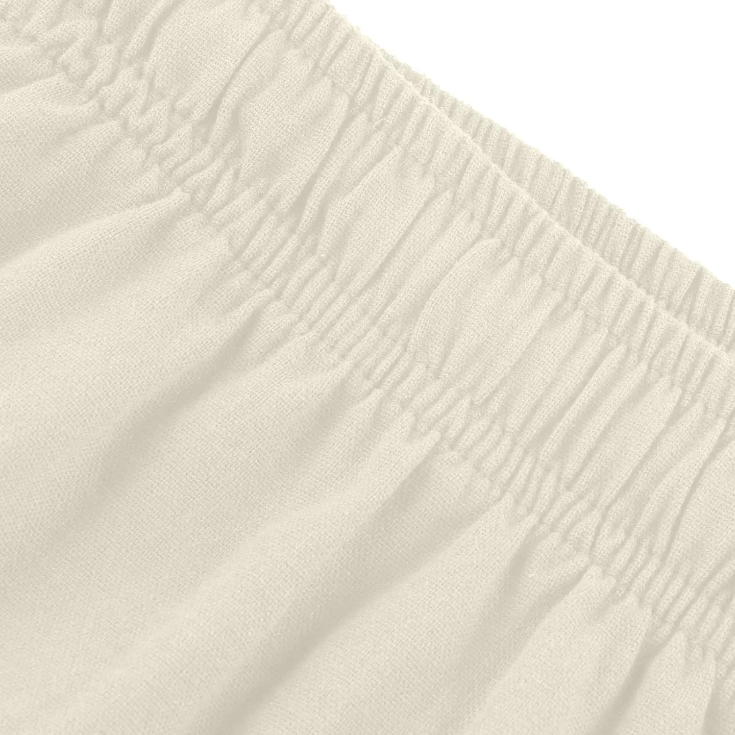 Men's Casual Linen Pants Elastic Waist Drawstring Beach Summer Pants Lightweight Straight-Legs Loose Trousers